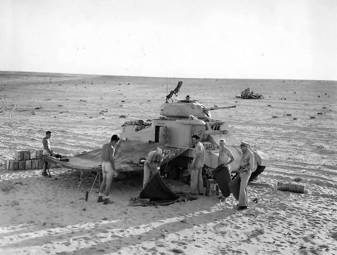 M3 Grant Tank Crews Set Up for the Night in Egyptain Desert 1942