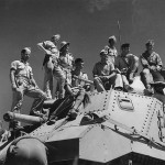 British and American Tank Crews atop M3 Lee Tank in Egyptian Desert 1942
