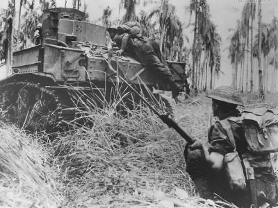 M3 supports 2/12th Bn, 2nd AIF advance on Buna 1943