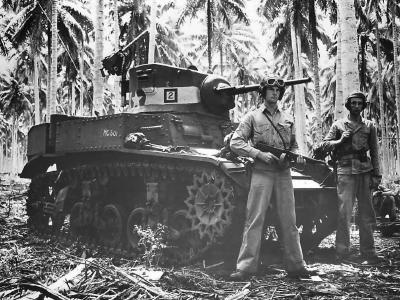 Marines of 1st Tank Battalion with M3A1 on Guadalcanal