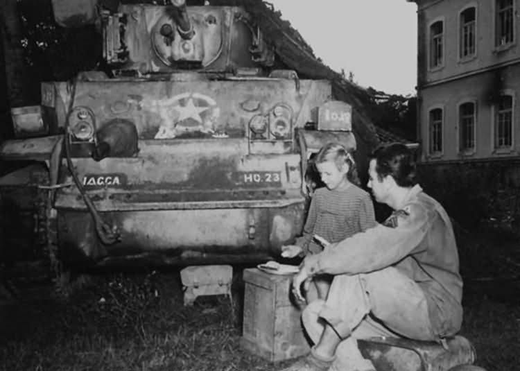 1st Armored Division M5 Stuart and Italian Civilian 1944