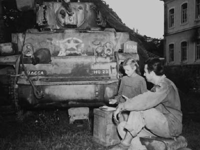 1st Armored Division M5 Stuart and Italian Civilian 1944