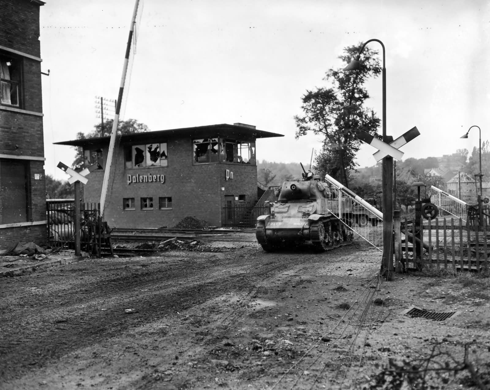2nd Armored Division M8 Motor Gun Carriage In Action Palenberg Germany 1944