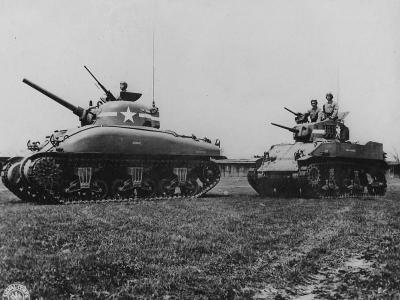 M4A1 Sherman Followed By M5 Stuart