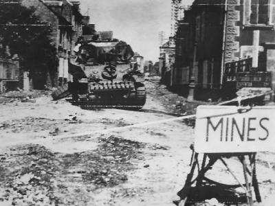 US M5 Stuart Tank Knocked Out By German Land Mine In Coutances 1944