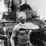 Battered M8 HMC Scott Tank Crew After Battle On Leyte 1945