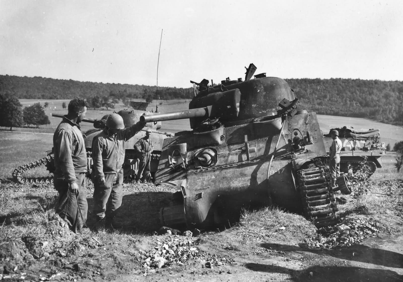 3rd Infantry Division, 756th Tank Bn M4 Sherman Knocked Out Vesovi France