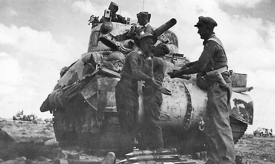 British Crew Re Supplying Their M4 Sherman Tank with ammo North Africa