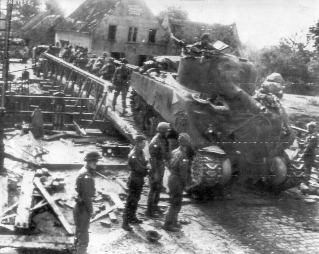 British M4 Sherman Tank On Bridge Eindhoven Holland Market Garden 1944