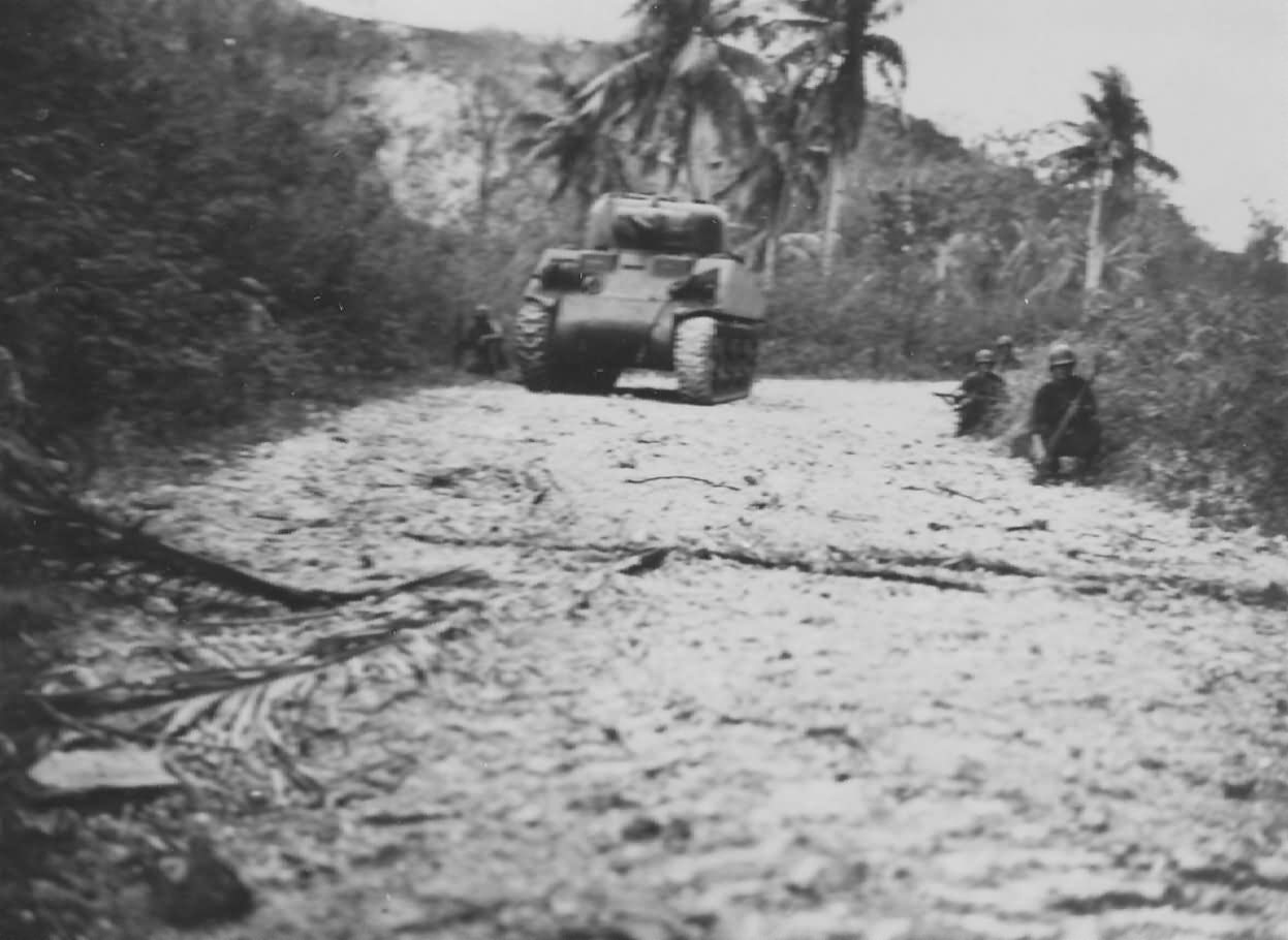 M4A2 Sherman Tank and Marines