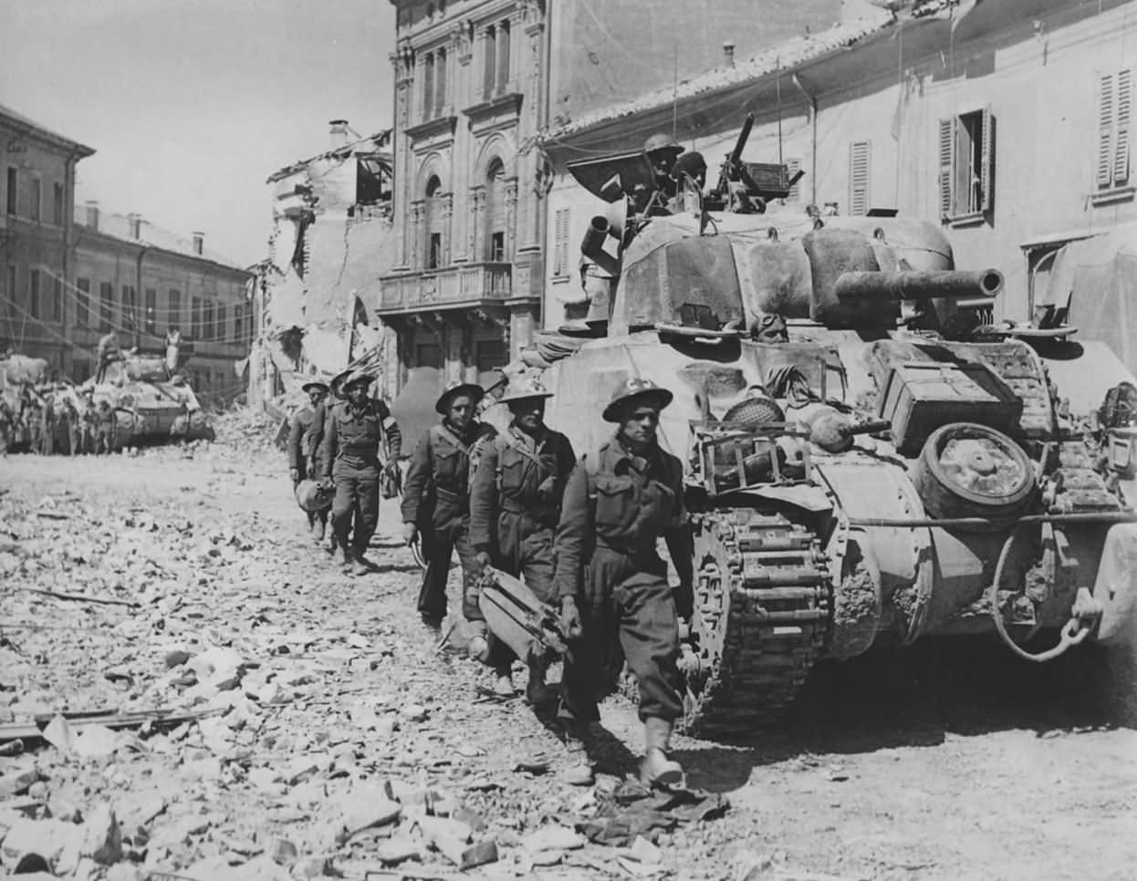M4 Sherman and Stretcher Bearers of 8th Army Portomaggiore Italy 1945