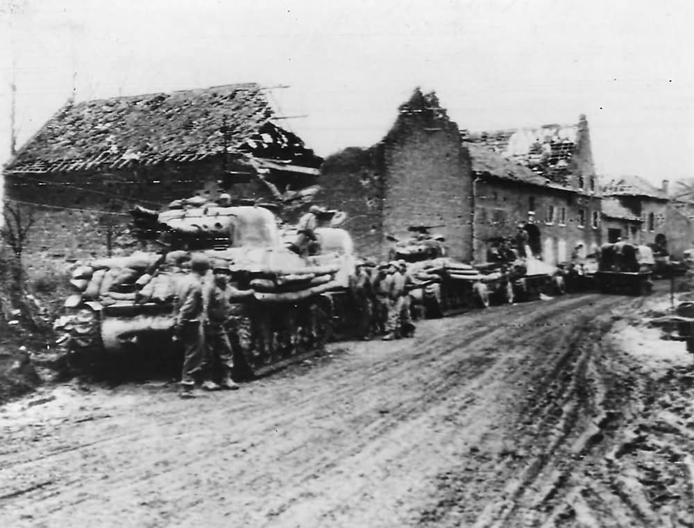 M4 Sherman tanks and soldiers of US 9th Army Before Attack on Welz 1944