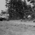 1st Army M4 Sherman Supporting Infantry Drive on St. Georges France July 1944