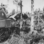 1st Cavalry Division Troops and M4 Sherman „6” with composite hull named Powerhouse Pepper on Leyte