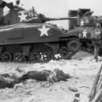 Deep Wading M4A1 Sherman Tanks of the 767th Tank Battalion, Kwajalein Beach 1944