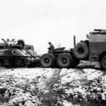 M26 Dragon Wagon of 4th Armored Division Hauls destroyed M4 Sherman near Bastogne Belgium