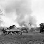 M4 Sherman 21st Tank Battalion 10th Armored division fighting near Gesselhardt Germany 1945