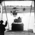 M4 Tank Drivers View Leaving LST training 1943