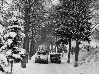 75th Infantry Division M4 Sherman Trucks Relief in Place 82nd ABD Bulge Belgium