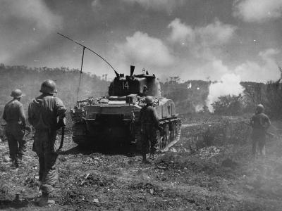 96th Infantry Division M4A2 Sherman Tank 14 Attack Against Japanese On Okinawa