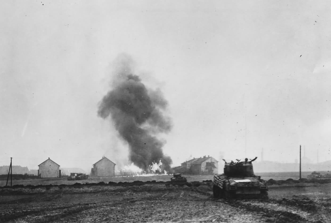 9th Army M4 Sherman tank near Alsdorf Germany December 1944