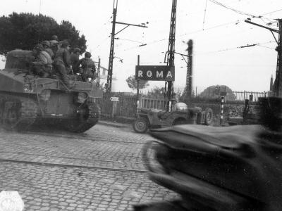 American M4 Sherman Tanks and Jeeps Enter Rome Italy June 1944