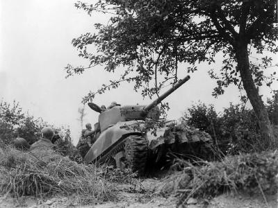 M4A1(76) Sherman Tank with hedgerow cutters in Pont Herbert Normandy