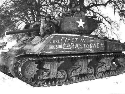 M4A3E2 Jumbo Sherman Tank Bastogne Battle of Bulge 4th Armored