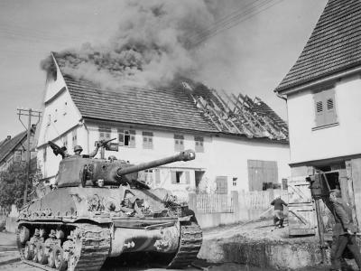 M4A3E8 Sherman HVSS with 76mm gun of the 21st Tank Battalion, CCA, 10th Armored Division. Rosswalden Germany April 20,1945