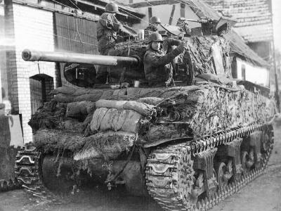 M4 76 mm Sherman Tank Sandbagged and Camouflauged