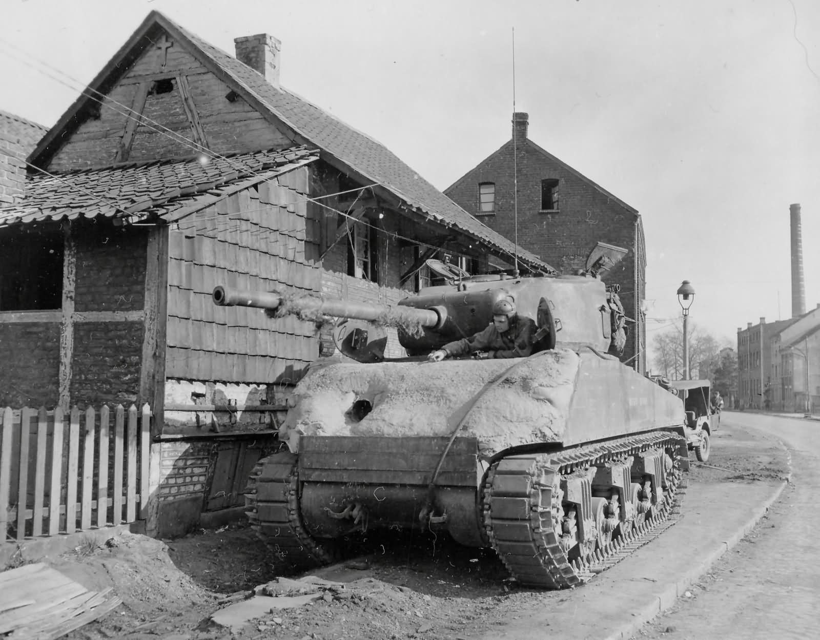 M4 Sherman 76 of the 2nd Armored Division with concrete armor 1945