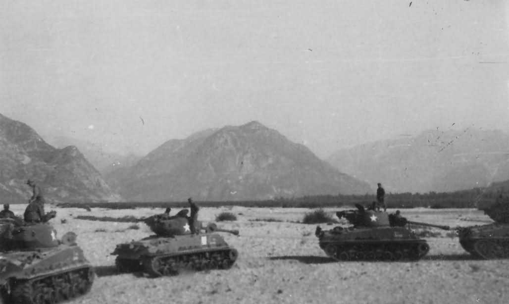 M4 Shermans HVSS of 752nd Tank Battalion Mountains Italy