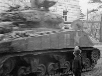 M4 Sherman 4th Armored Division 3rd Army in Gotha Germany 1945