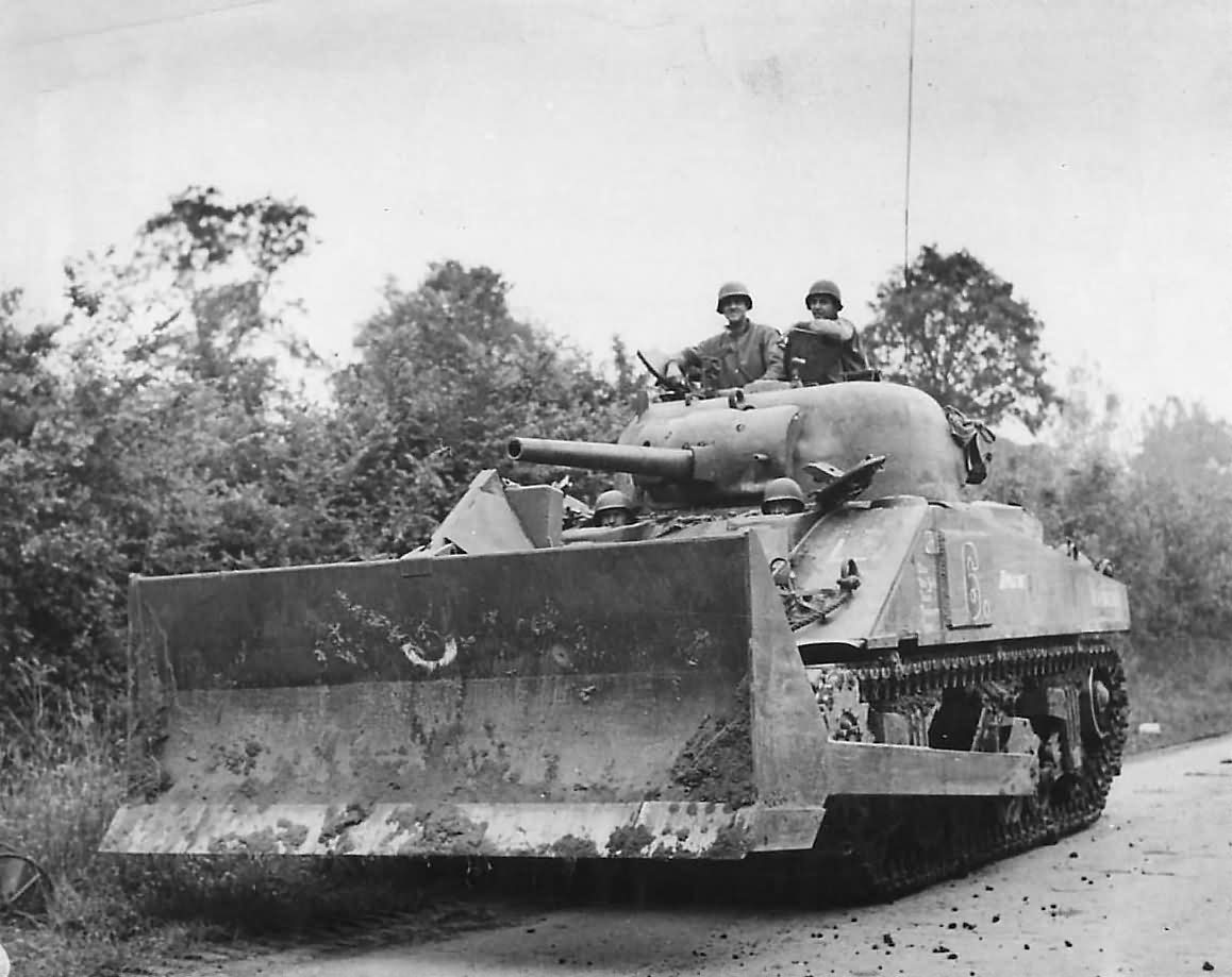 M4 Sherman Dozer #6 named Apache Equipped with Pusher Blade Co A 746th Tank Battalion France July 1944