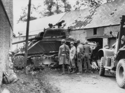 M4 Sherman Tank knocked out at La Haye Du Puits Normandy July 1944