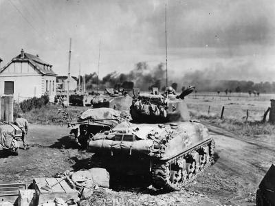 US 3rd Armored Division M4 Sherman Tanks in Action in Belgium 1944