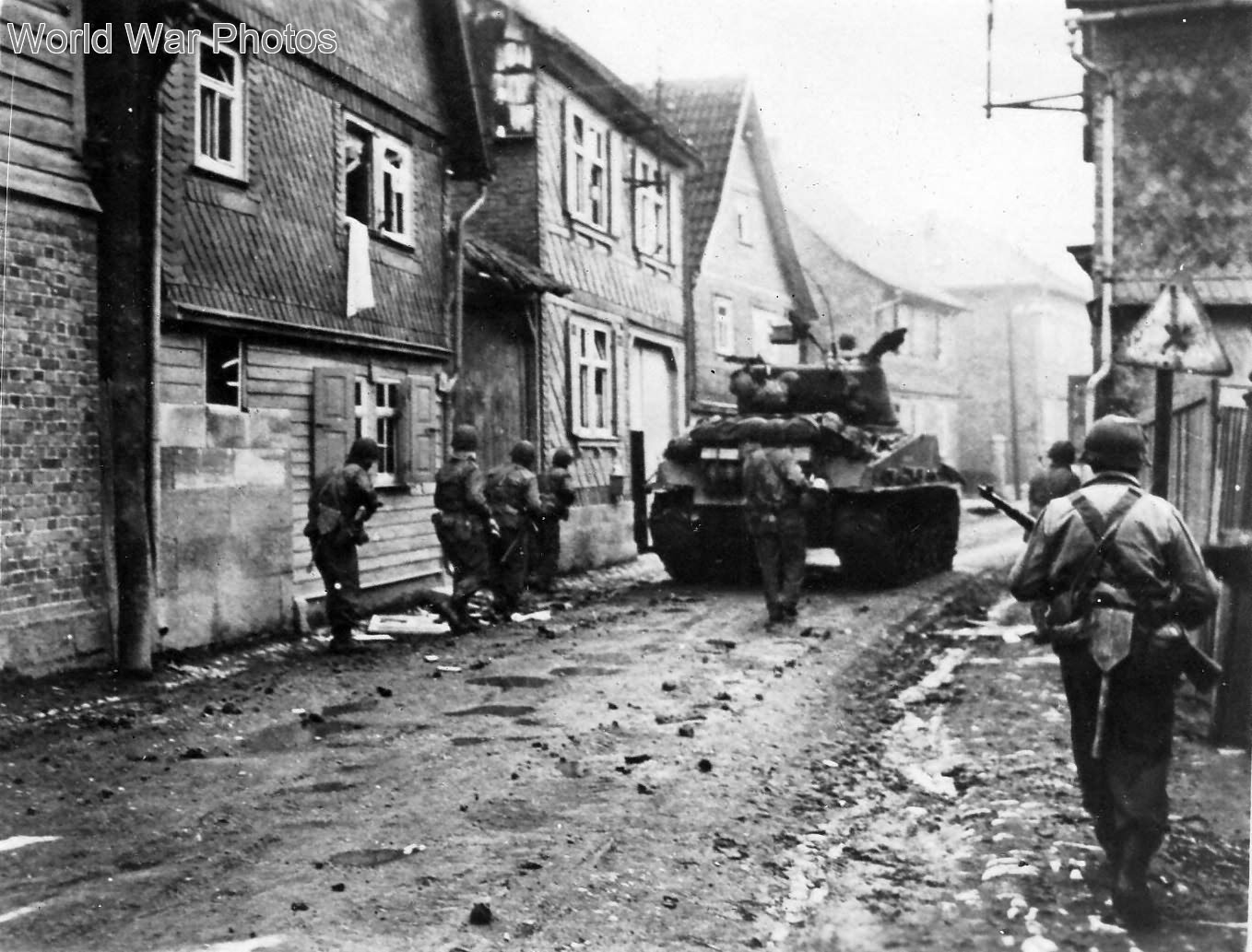 6th Armored Division GI’s and M4A3 at Oberdorla 1945