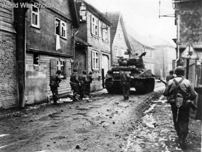 6th Armored Division GI’s and M4A3 at Oberdorla 1945