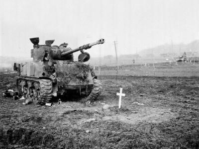 Destroyed Firefly in Uedem, February 1945