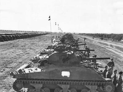 Inspection of B Squadron, 12th Canadian Tank Regiment in Italy
