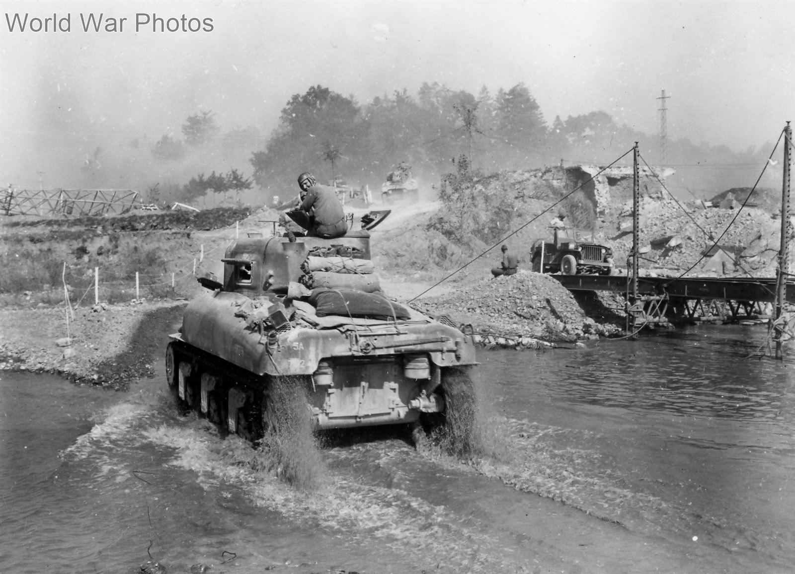 Jeep and M4 of the 752nd Tank Battalion