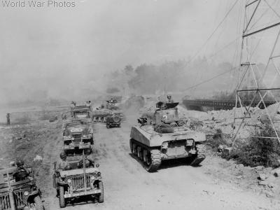 Jeeps and M4 tank