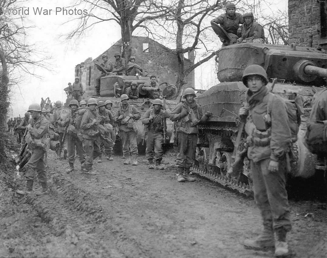 M4A3E2 Jumbo and GI’s of the 39th IR, 9th ID near Rath during the Operation Grenade 21 February 1945