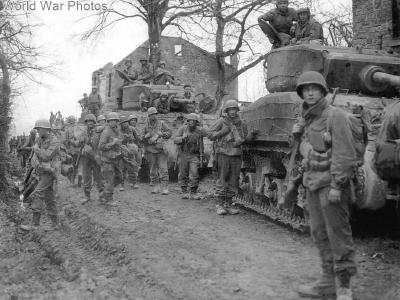 M4A3E2 Jumbo and GI’s of the 39th IR, 9th ID near Rath during the Operation Grenade 21 February 1945