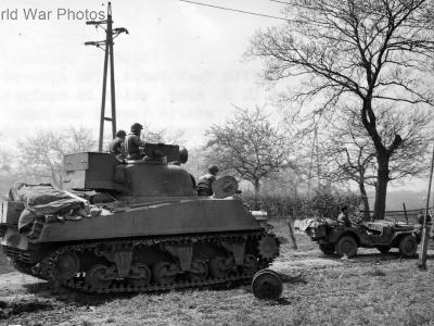M4A3 with loudspeaker 7th AD, TF Griffith Kalthoff Germany 16 April 1945