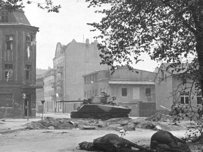 Destroyed Russsian Sherman, Berlin 1945