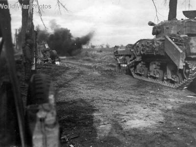 Sherman Crab Flail tank in action, Geilenkirchen 9 November 1944