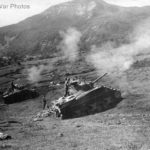 American Shermans fire at Germans in Pietramala in Northern Italy