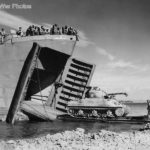 M4A1 rolls from LST during landing maneuvers 1943