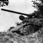 M4A1 tank with hedgerow cutter of 3rd Armored in Normandy
